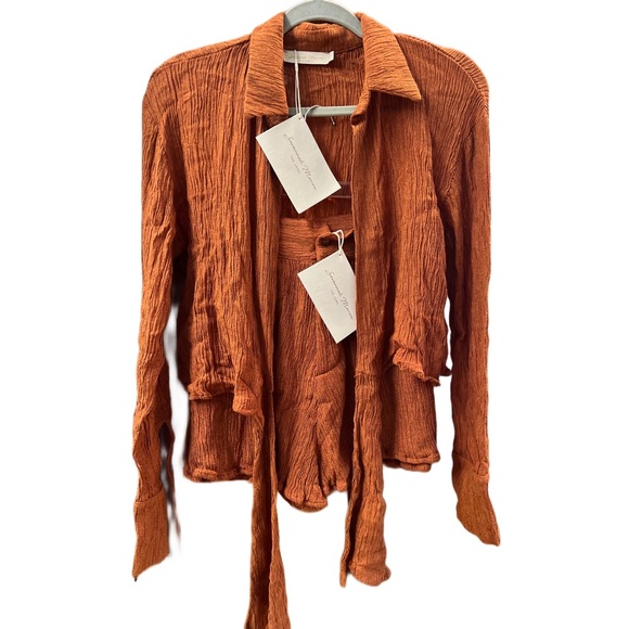 NWT Savannah Morrow The Label Vea Blouse and Verita Shorts in Papaya Size XS - Picture 10 of 13